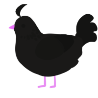 The Stubborn, a sable and black chicken with a neck-speckle pattern