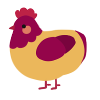 Flora, a honey and maroon chicken with a head pattern