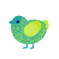 Kelp, a turquoise and lime chicken with a double-lace pattern