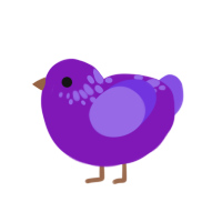 free, a violet and blurple chicken with a neck-speckle pattern