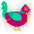 A plum and cerulean chicken with a neck-speckle pattern