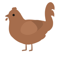 Mud, a brown chicken