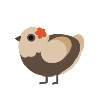 Eurydice, a bark and beige chicken with a head pattern