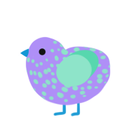 Magellanic Cloud, a lilac and mint chicken with a speckle pattern