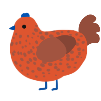 strawbebby field, a vermilion and russet chicken with a speckle pattern