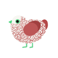 Rose Colored Dawn, a white and red chicken with a double-lace pattern