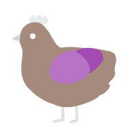 Curtains, a brown and amethyst chicken