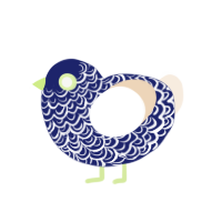 Thalia, a navy and cream chicken with a double-lace pattern