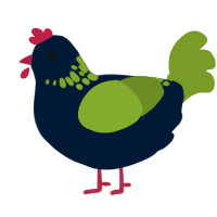 A tumblr and chartreuse chicken with a neck-speckle pattern