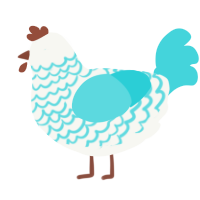 Acqua, a white and aqua chicken with a lace pattern