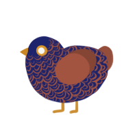 Sunrise, a navy and russet chicken with a double-lace pattern