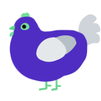 Worm Welcome, a indigo and mist chicken