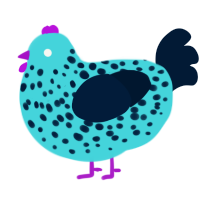 Blue Raspberry, a aqua and tumblr chicken with a speckle pattern