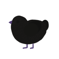 singed blackberry, a sable and black chicken with a double-lace pattern