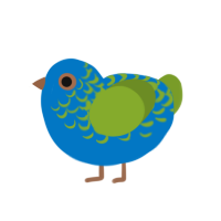 (unnamed), a sapphire and chartreuse chicken with a half-lace pattern