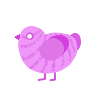 Cupcake, a lavender and orchid chicken with a bar pattern