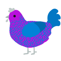 (unnamed), a amethyst and sapphire chicken with a double-lace pattern