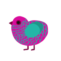 (unnamed), a fuchsia and turquoise chicken with a lace pattern