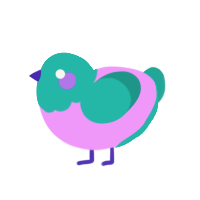 Why, a lavender and turquoise chicken with a head pattern