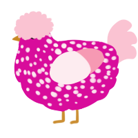 (unnamed), a fuchsia and rose chicken with a speckle pattern