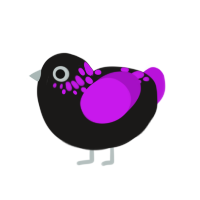 (unnamed), a sable and amethyst chicken with a neck-speckle pattern