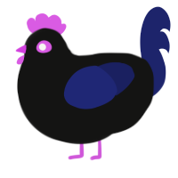 Neon, a black and navy chicken