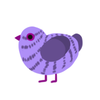 Raphael, a lilac and overcast chicken with a bar pattern