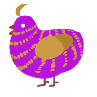 ERROR404, a amethyst and gold chicken with a bar pattern