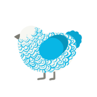 Cloud, a white and cerulean chicken with a double-lace pattern