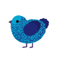 Spring tide, a cerulean and navy chicken with a double-lace pattern