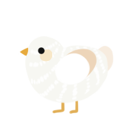 Angel, a white and cream chicken with a bar pattern