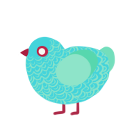 Blake, a turquoise and mint chicken with a double-lace pattern