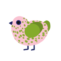 Girly, a rose and chartreuse chicken with a speckle pattern