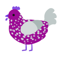 Sugar Plum, a plum and silver chicken with a speckle pattern