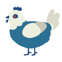 Ultramarine, a sapphire and mist chicken with a head pattern