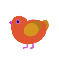 (unnamed), a vermilion and ochre chicken