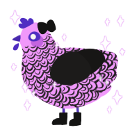 Hot Topic, a lavender and sable chicken with a double-lace pattern