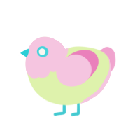 Pastel, a apple and pink chicken with a head pattern