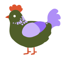 Prairie, a apple and lilac chicken with a neck-speckle pattern