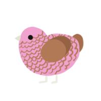 February, a pink and brown chicken with a lace pattern