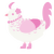 A white and pink chicken with a half-lace pattern