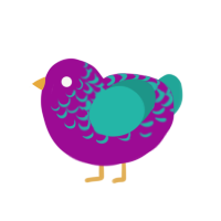 Bussom, a plum and turquoise chicken with a half-lace pattern