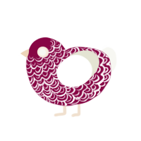 Velvet, a maroon and white chicken with a double-lace pattern