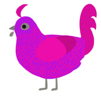 Fumyst, a amethyst and fuchsia chicken with a double-lace pattern