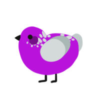 tbn, a amethyst and silver chicken with a neck-speckle pattern