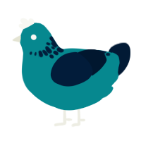 tbn, a teal and tumblr chicken with a neck-speckle pattern