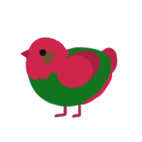 poinsettia, a leaf and crimson chicken with a head pattern