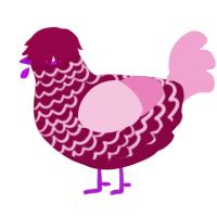 Love Child, a maroon and pink chicken with a lace pattern