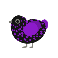 (unnamed), a black and violet chicken with a speckle pattern