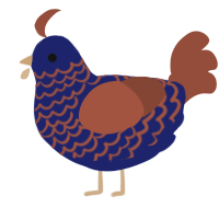 Denim, a navy and russet chicken with a lace pattern